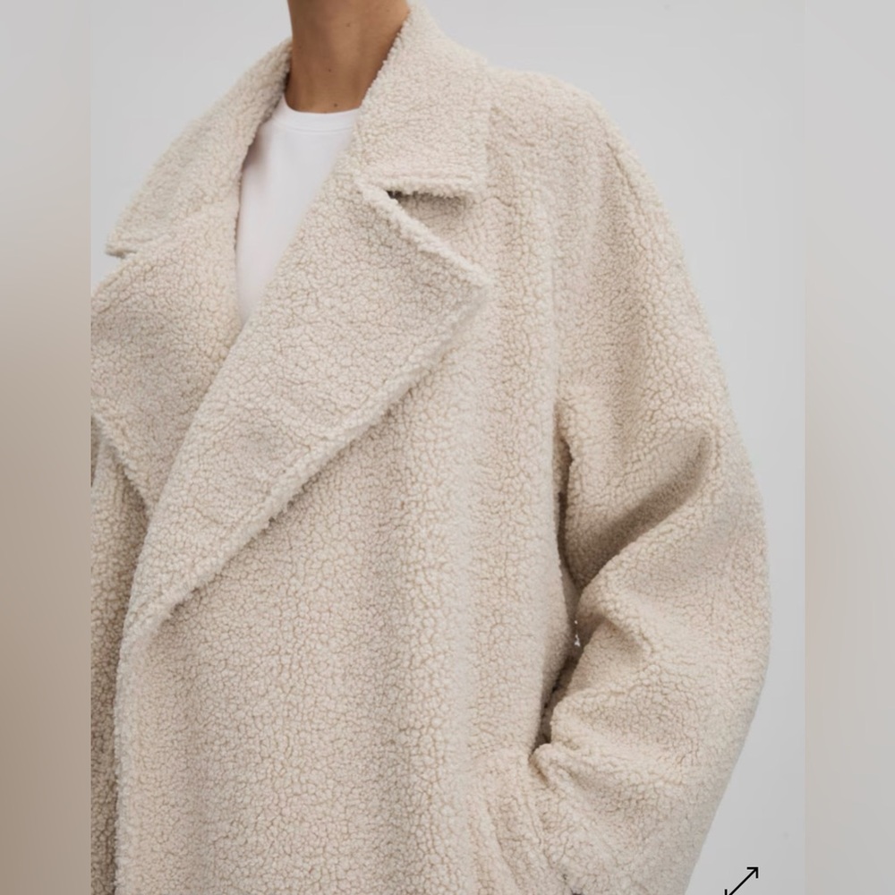 Good American Oversized Sherpa Trench Coat - Bone, XS/S NWOT - Picture 5 of 9